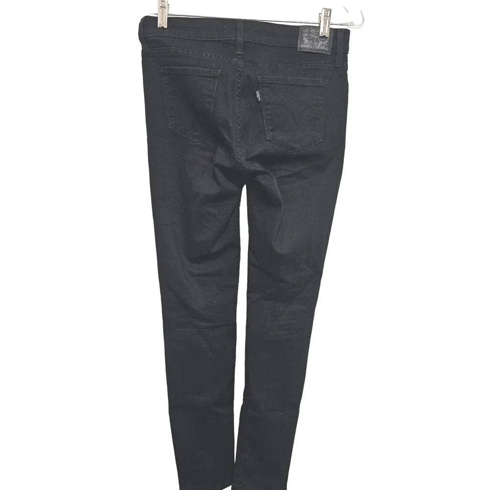 Levi's 711 Skinny Jeans Womens 28 Black Stretch Denim Mid‎ Rise Pants W28 x L30